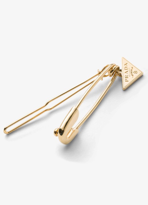 Prada Haarclip met logo - detail 2 goud