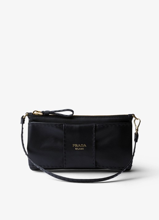 Prada Handtas van lamsleer - voorkant 4 zwart