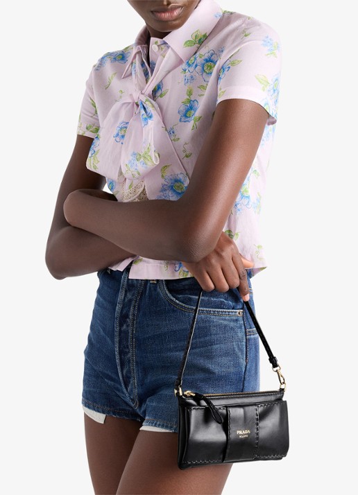 Prada Handtas van lamsleer - voorkant 5 zwart