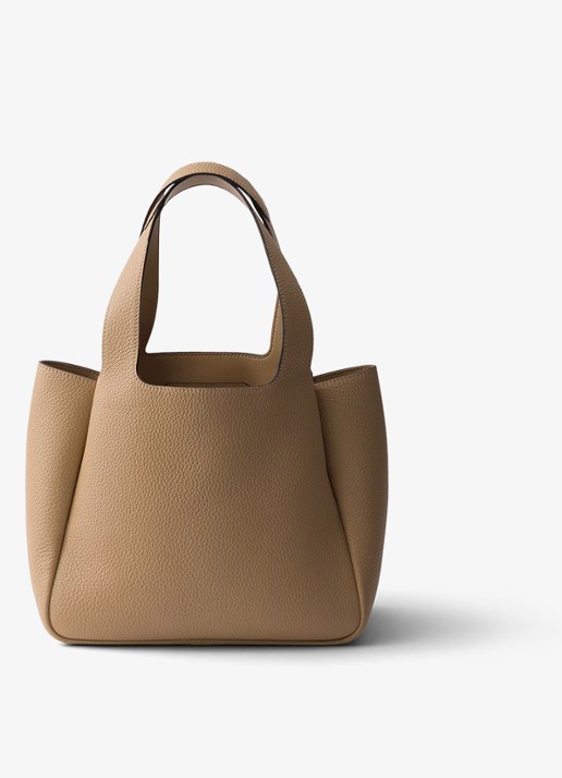 Prada Handtas van leer met logo - achterkant 4 beige