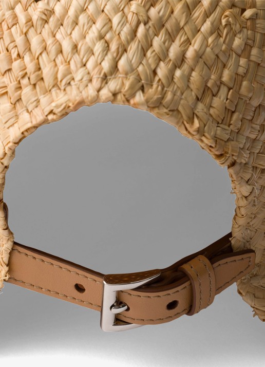 Prada Hoed van raffia met logoborduring - detail 3 beige