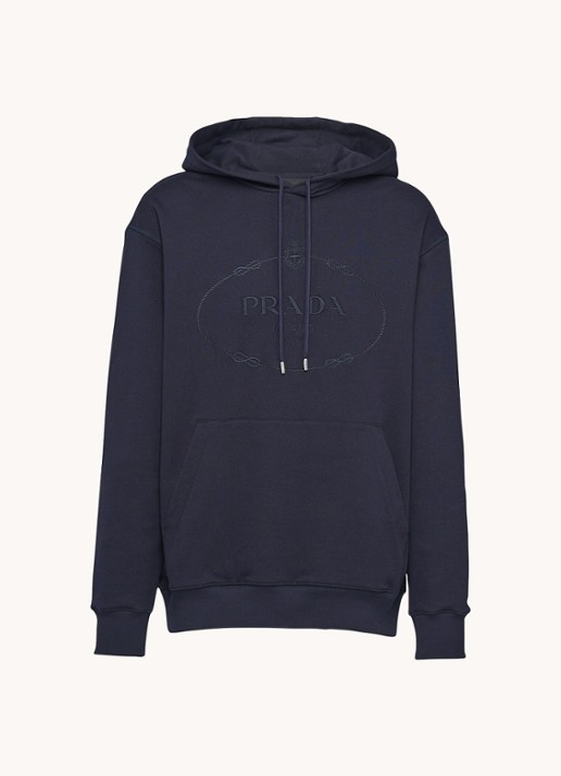Prada Hoodie met logoborduring - voorkant 3 donkerblauw