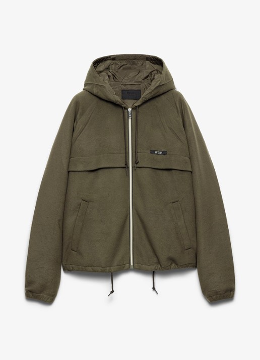 Prada Jack met steekzakken en capuchon - voorkant 5 legergroen