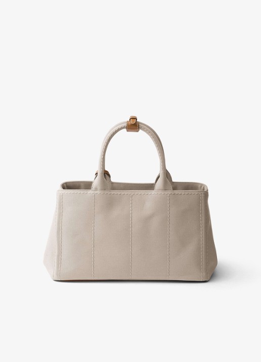 Prada Jardinière Large handtas met logoborduring - achterkant 4 beige