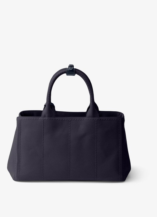 Prada Jardinière Large handtas met logoborduring - achterkant donkerblauw