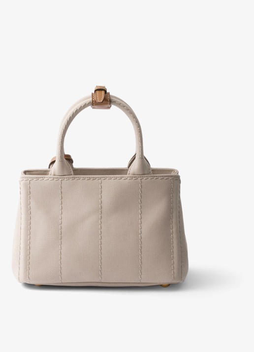 Prada Jardinière Mini handtas met leren details en logo - achterkant 4 beige