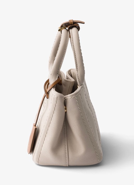 Prada Jardinière Mini handtas met leren details en logo - detail beige