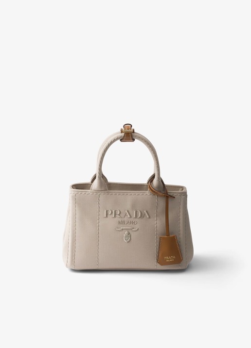 Prada Jardinière Mini handtas met leren details en logo - voorkant 5 beige