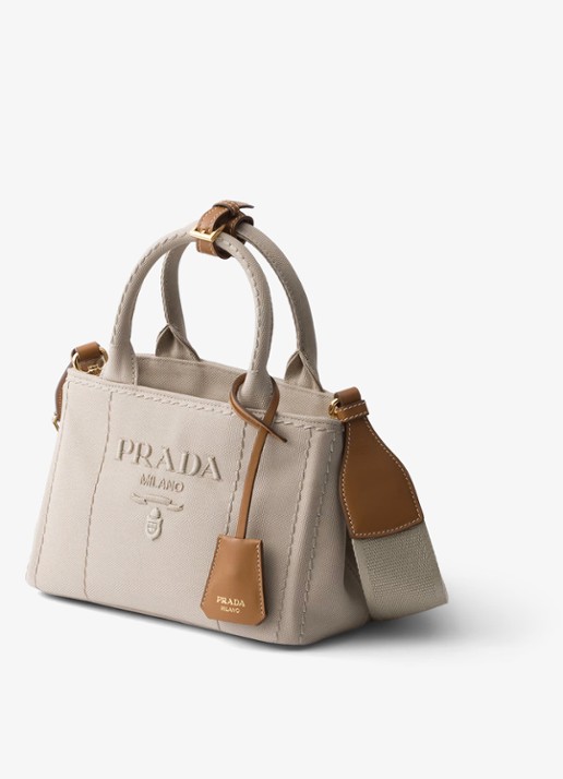 Prada Jardinière Mini handtas met leren details en logo - voorkant 6 beige