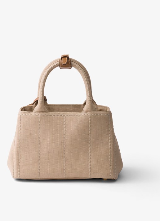 Prada Jardinière Mini handtas met leren details en logo - achterkant gebroken wit