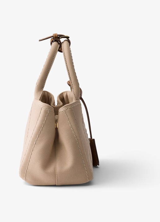 Prada Jardinière Mini handtas met leren details en logo - detail 4 gebroken wit