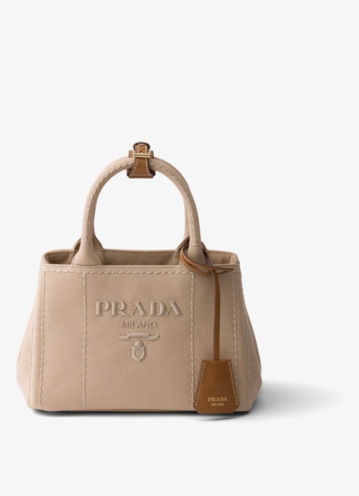 Prada Jardinière Mini handtas met leren details en logo - voorkant 2 gebroken wit