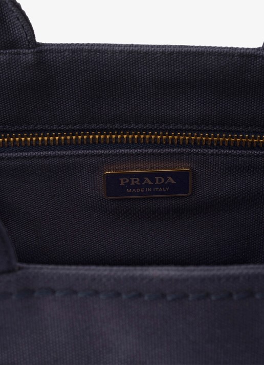 Prada Jardinière Small handtas met leren details en logo - detail 6 donkerblauw