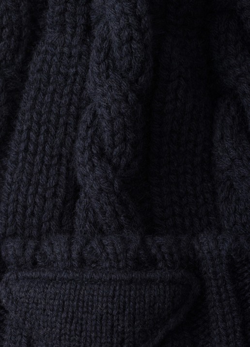 Prada Kabelgebreide muts van kasjmier - detail 2 donkerblauw