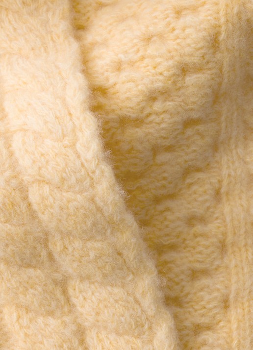 Prada Kabelgebreide sjaal van scheerwol 180 x 20 cm - detail lichtgeel