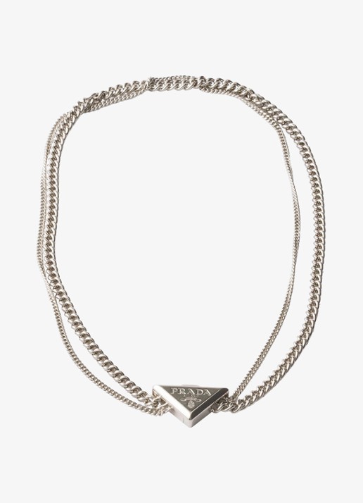Prada Ketting met logo - voorkant 2 zilver
