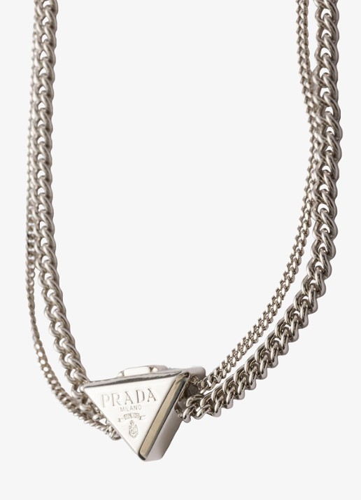 Prada Ketting met logo - voorkant 3 zilver