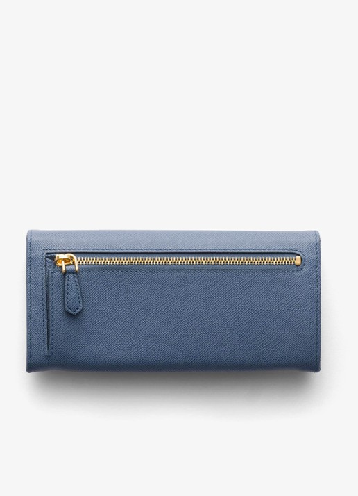 Prada Large portemonnee van kalfsleer - achterkant blauw