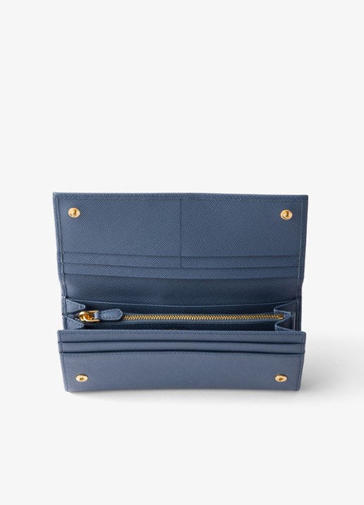 Prada Large portemonnee van kalfsleer - voorkant 3 blauw