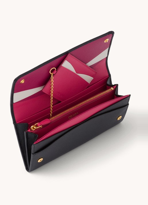 Prada Large portemonnee van leer - detail 4 zwart