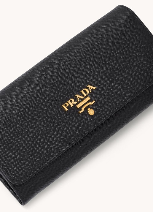 Prada Large portemonnee van leer - detail 5 zwart
