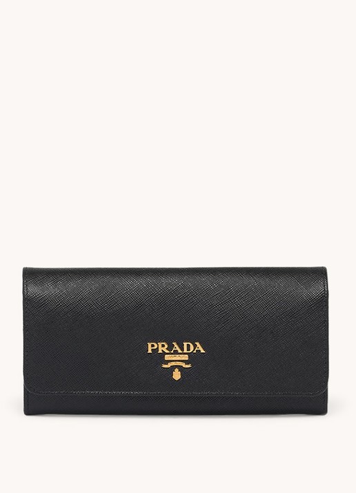 Prada Large portemonnee van leer - voorkant zwart