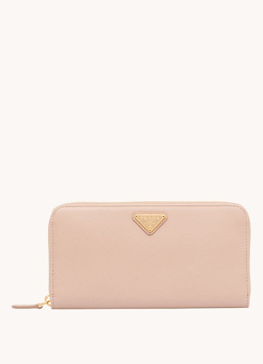 Prada Large portemonnee van leer - voorkant lichtroze