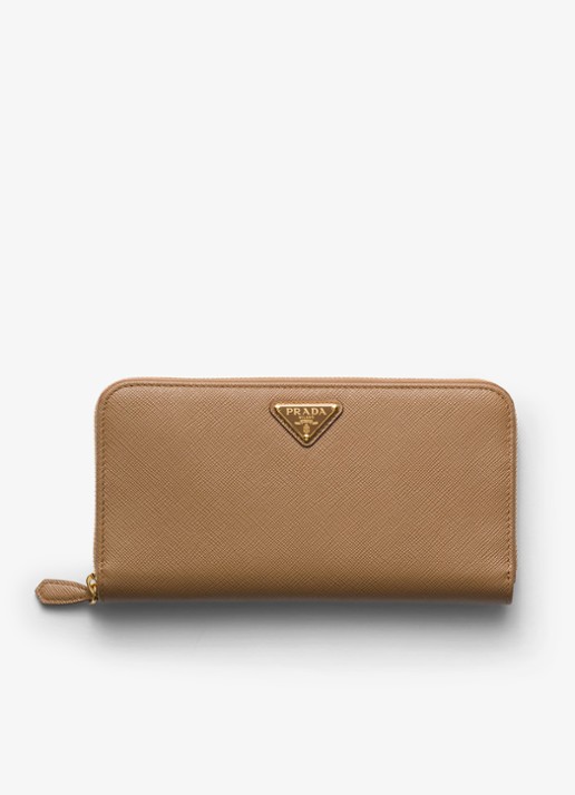 Prada Large portemonnee van leer - voorkant lichtbruin
