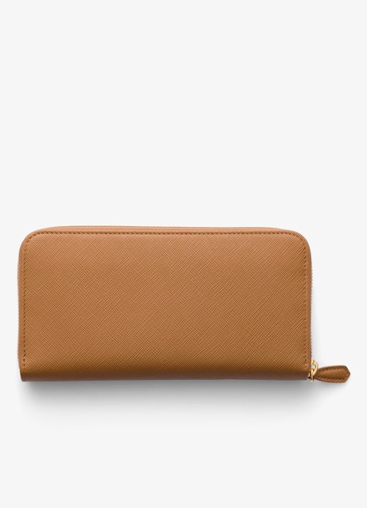 Prada Large portemonnee van leer - achterkant camel