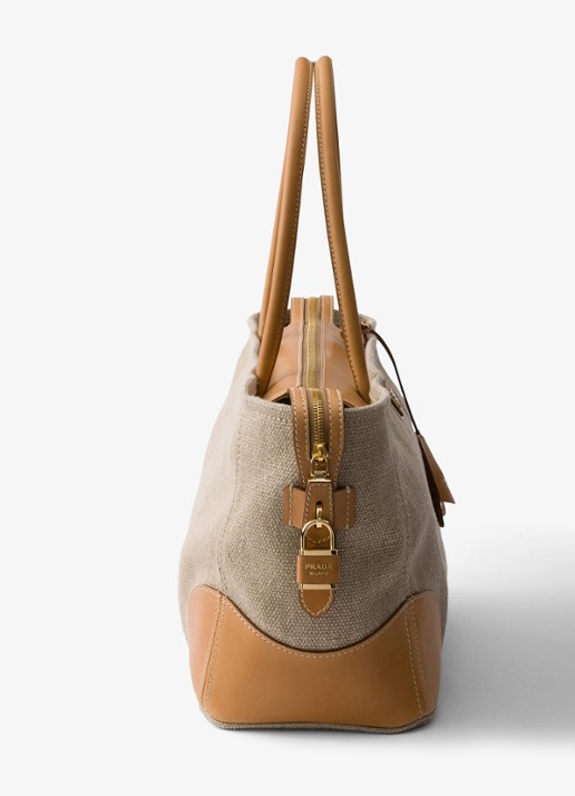 Prada Large schoudertas met leren details - detail 3 zand