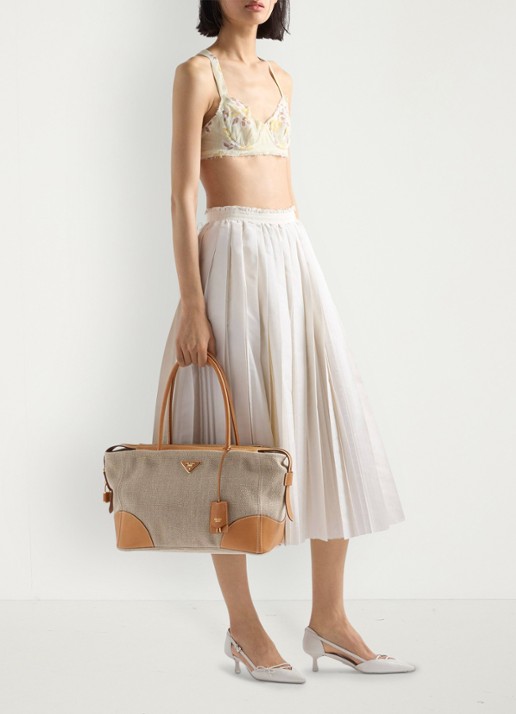 Prada Large schoudertas met leren details - detail 5 zand