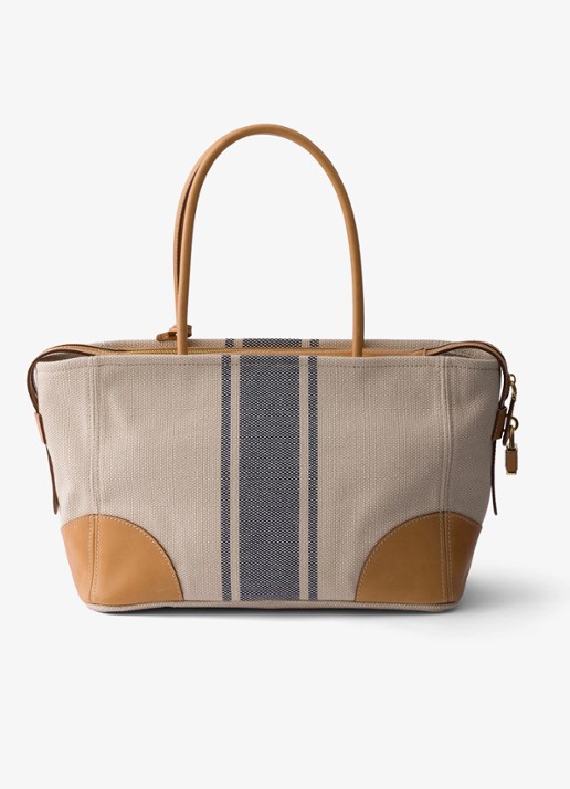 Prada Large schoudertas met leren details - achterkant 4 beige
