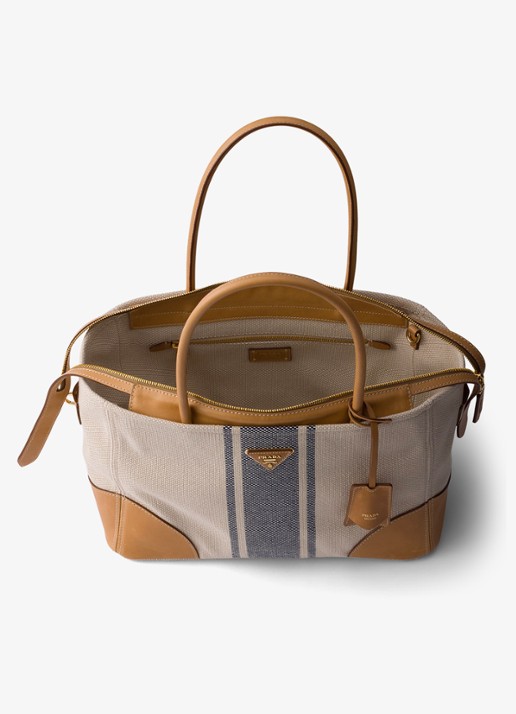 Prada Large schoudertas met leren details - detail beige