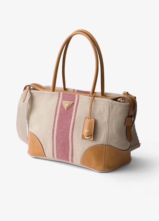 Prada Large schoudertas met leren details - voorkant 3 donkerbeige
