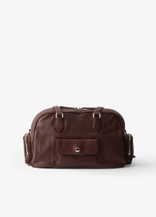 Prada Large schoudertas van leer - achterkant 7 donkerbruin