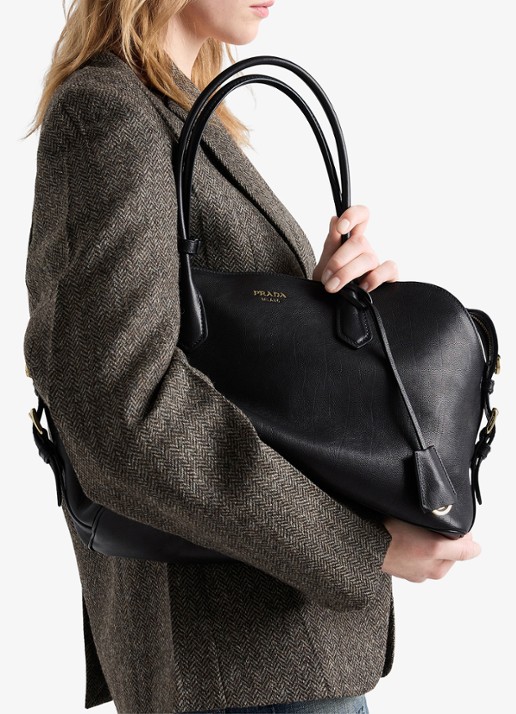 Prada Large schoudertas van leer - detail 6 zwart