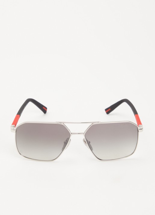 Prada Linea Rossa Piloten zonnebril PSA50S - detail 2 zilver