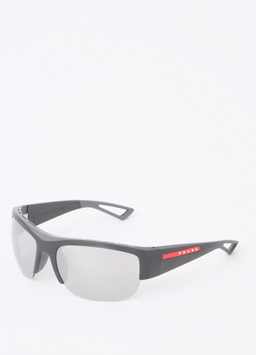 Prada Linea Rossa Shield zonnebril met brillenkoord PSA01S - voorkant zwart