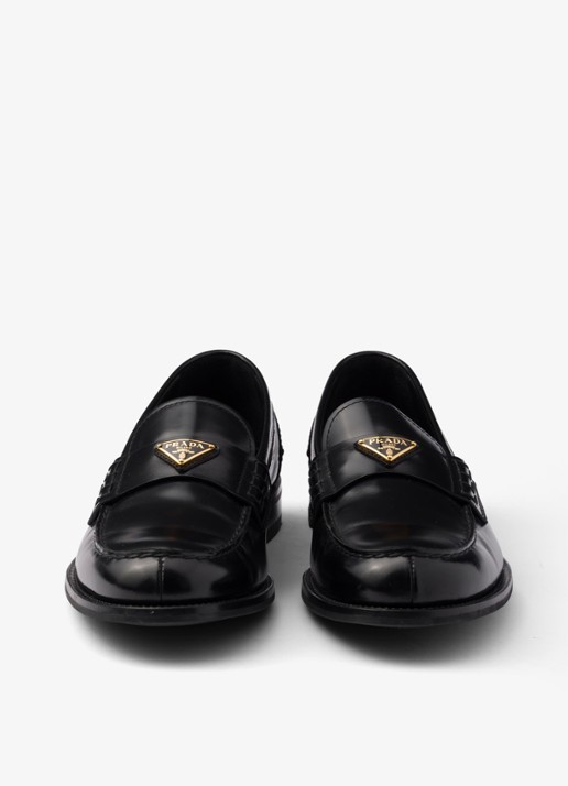 Prada Loafer van kalfsleer met logo - detail 2 zwart