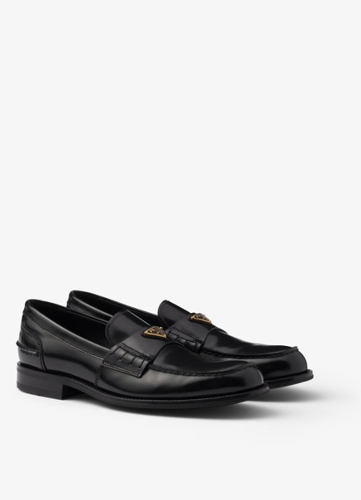 Prada Loafer van kalfsleer met logo - voorkant 7 zwart
