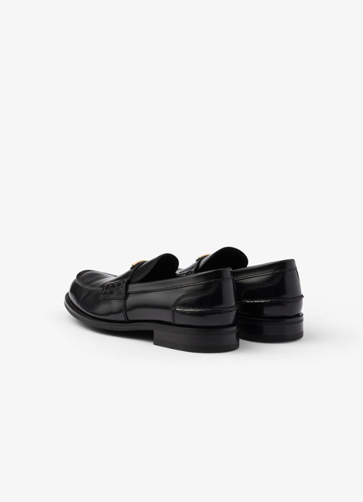 Prada Loafer van kalfsleer met logo - achterkant 6 zwart