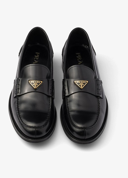 Prada Loafer van kalfsleer met logo - detail 4 zwart