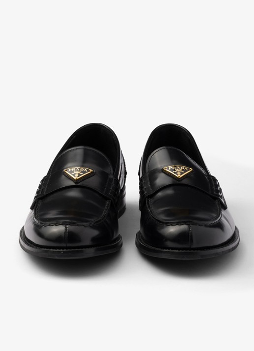 Prada Loafer van kalfsleer met logo - detail 5 zwart