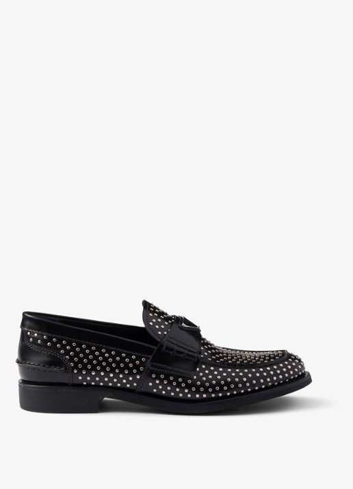 Prada Loafer van kalfsleer met studs - voorkant 5 zwart