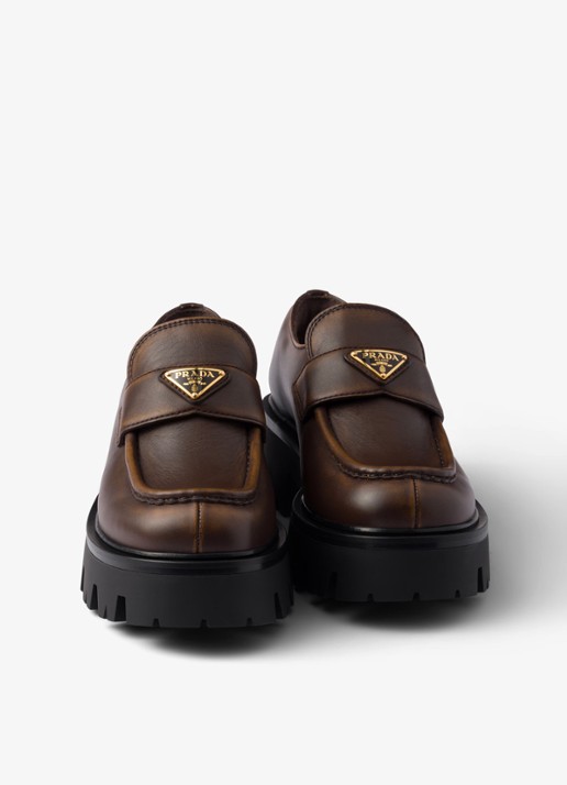 Prada Loafer van kalfsleer - detail 6 bruin