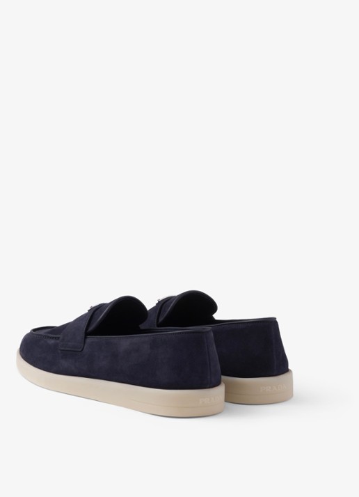 Prada Loafer van kalfssuède - achterkant donkerblauw