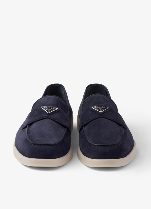Prada Loafer van kalfssuède - detail 6 donkerblauw