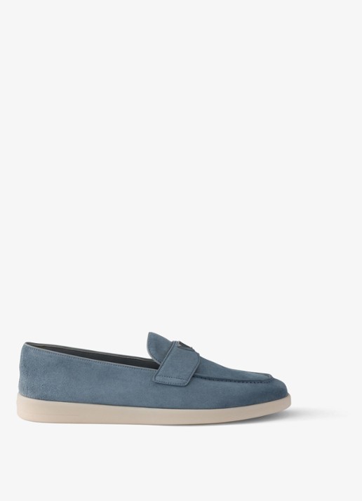 Prada Loafer van kalfssuède - voorkant donkerblauw