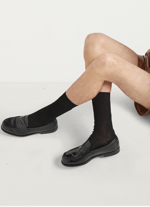 Prada Loafer van leer met logo  - achterkant zwart