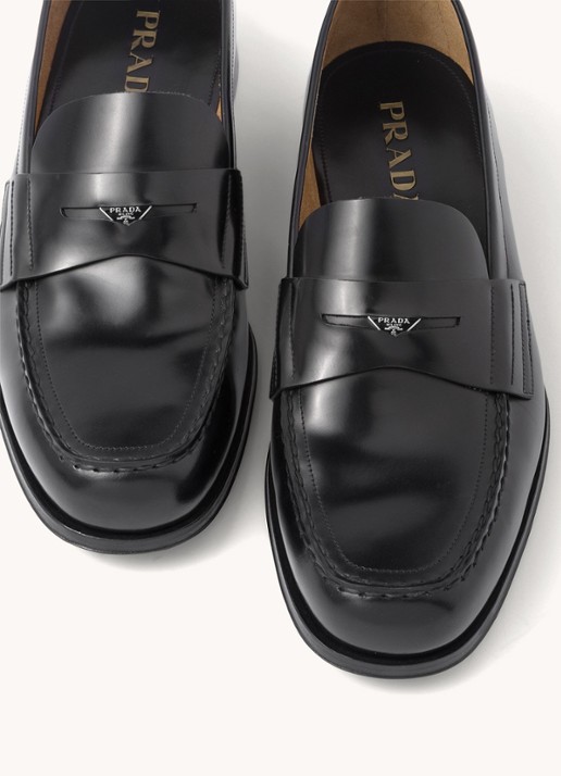 Prada Loafer van leer met logo  - detail 6 zwart